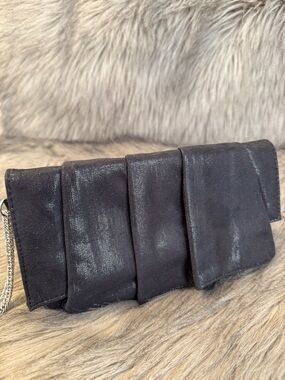 Swarovski Evening Fold-Front Black Clutch Bag